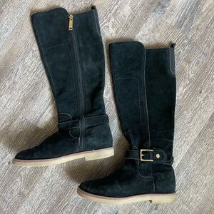 Tommy Hilfiger black suede riding boots
